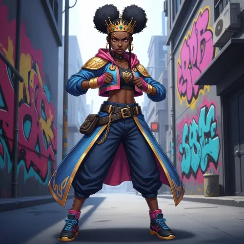 Confident Black Teenage Princess: Street Fighter Anime Style