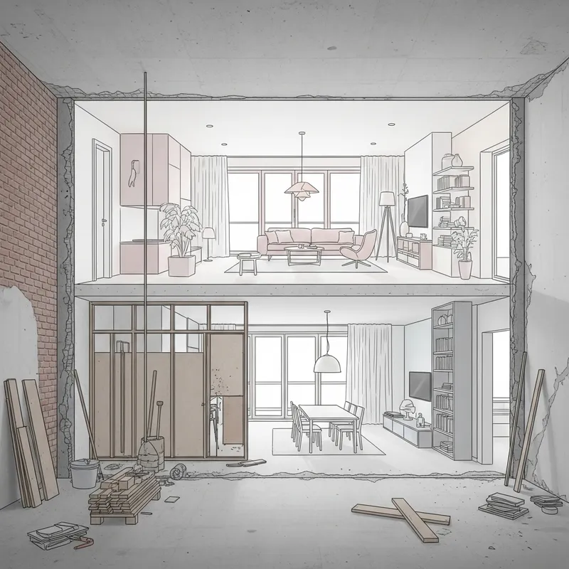 Minimalist Apartment Renovation Sketch in Fusion Style