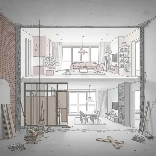 Fusion Style Renovating Apartment Sketch Drawing
