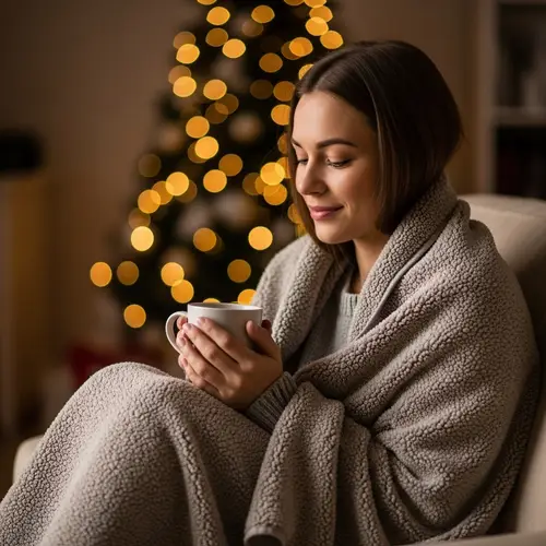 Cozy Holiday Vibes: Festive Tea Time in Dimly-Lit Setting