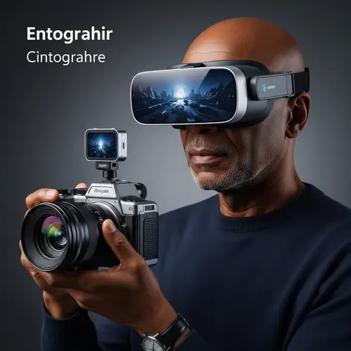 Futuristic Black Photographer with Advanced Tech Gear