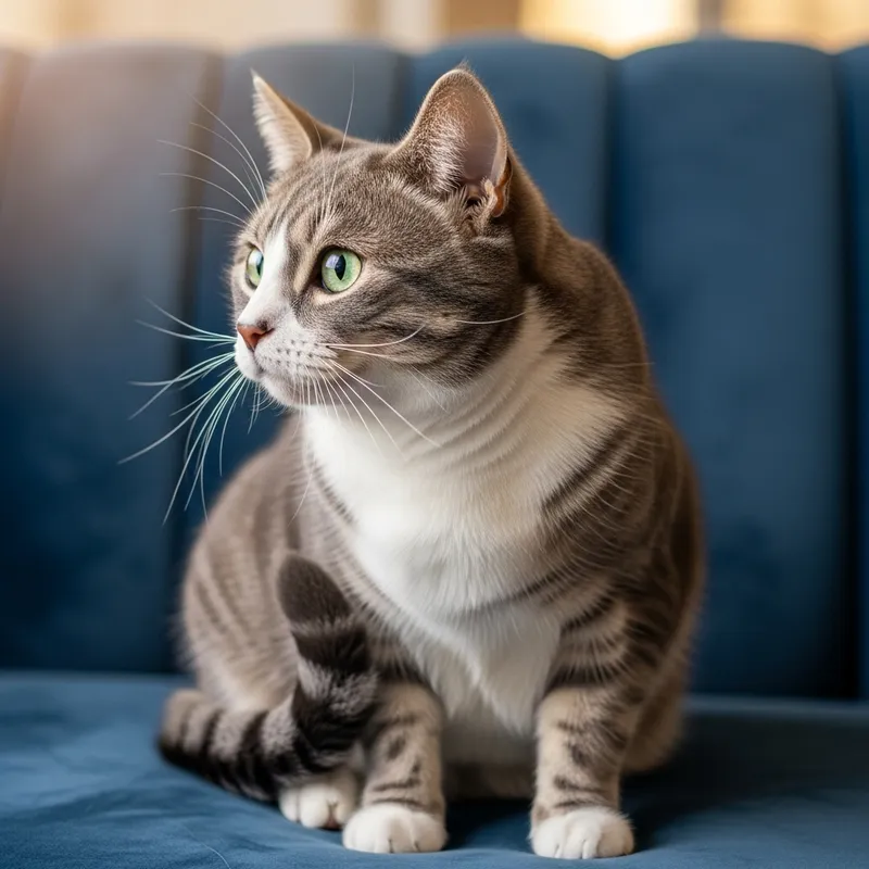 Adorable Grey and White Cat with Green Eyes