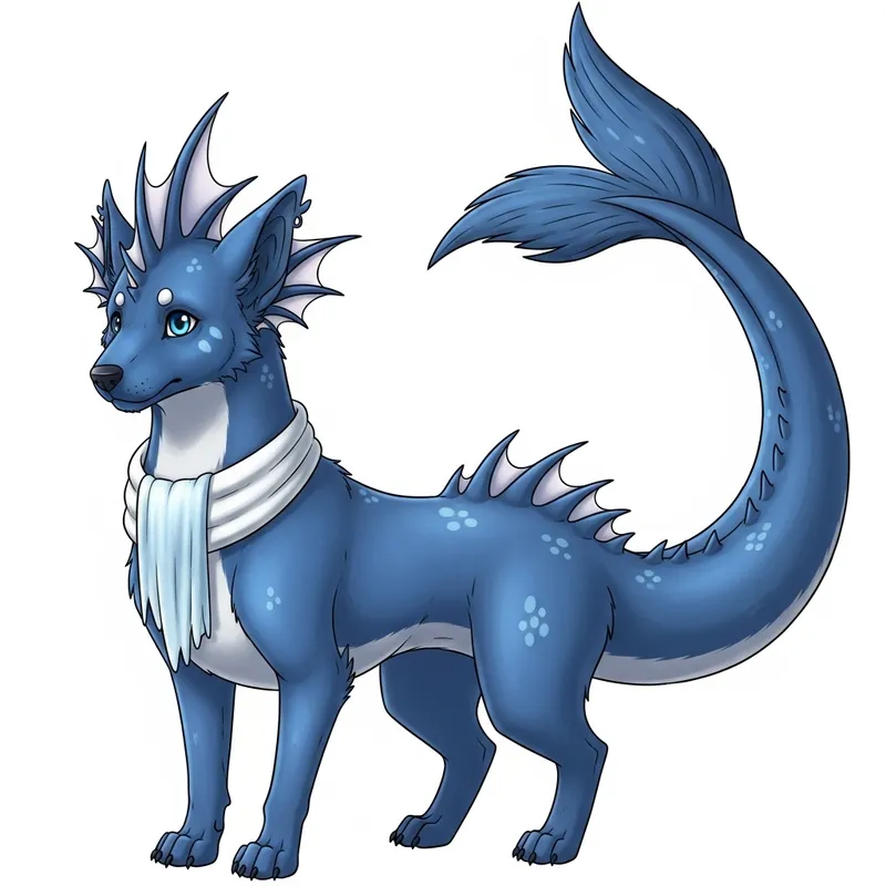 Vaporeon Creature: Sapphire-Blue Quadruped with Fish-Like Tail