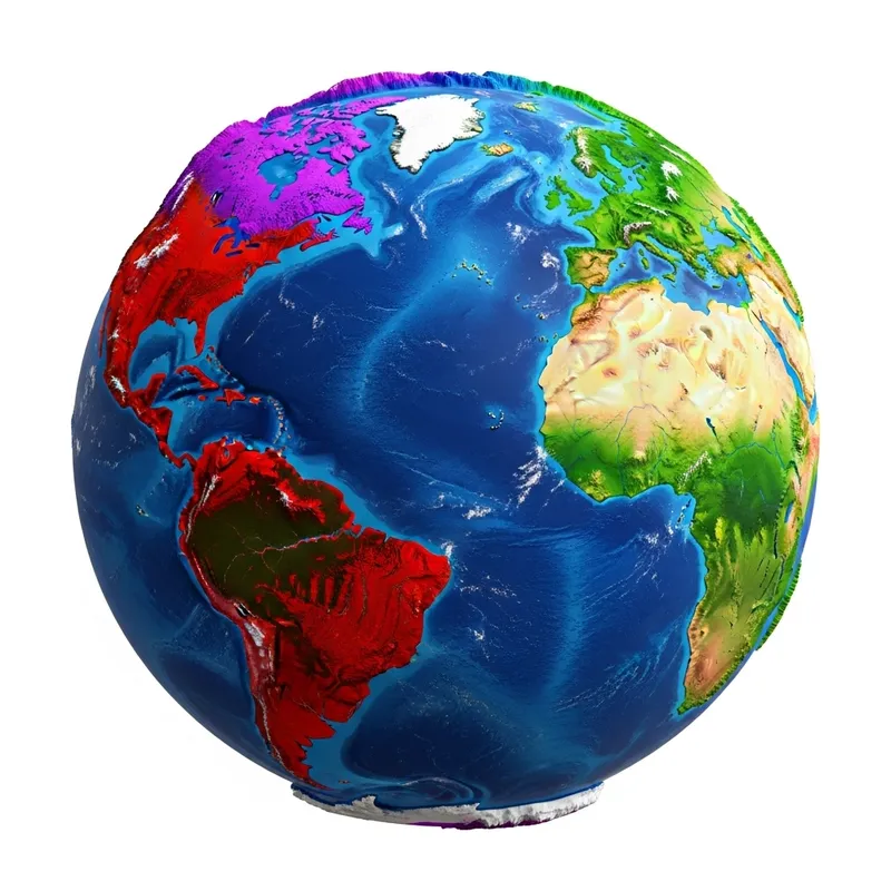 Boldly Colorful Exotic Planet on White Background