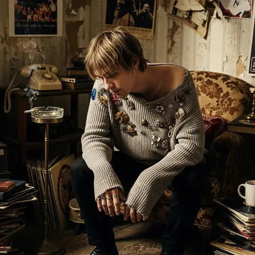 Grunge Frontman in Oversized Sweater | Bohemian Art House Style