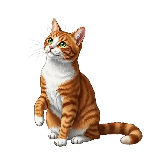 Vibrant Orange and White Cat with Striking Green Eyes
