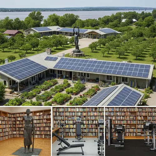 20 Acre Self-Sufficient Homestead with Solar Panels, Gardens, Library, Gym & River View