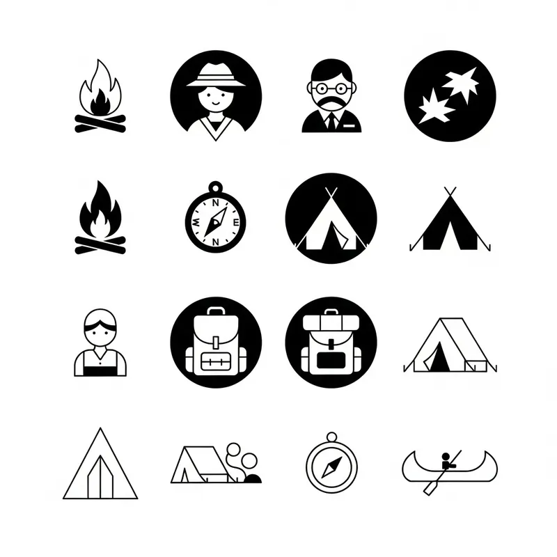 Russian Constructivist Children's Camp Icons: Modern Design