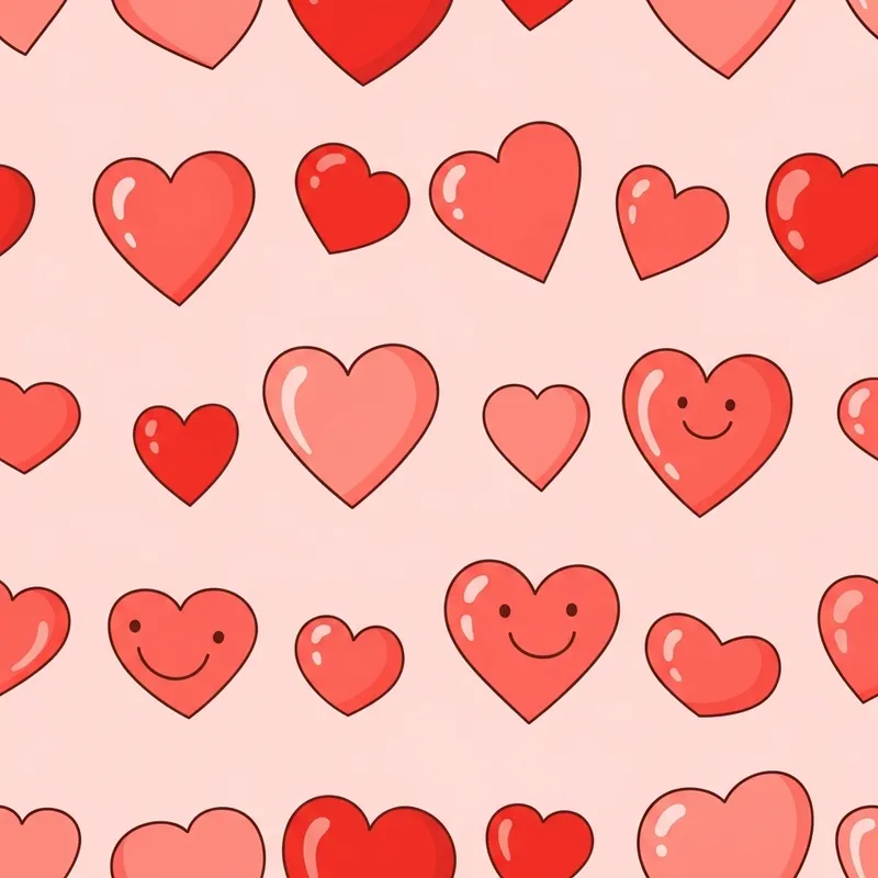 Anime Pattern Background with Hearts Design