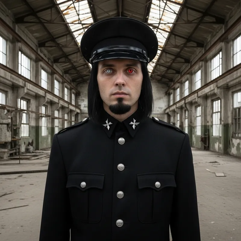 Gothic Soldier in Abandoned Hall