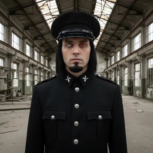 Gothic Soldier in Abandoned Hall