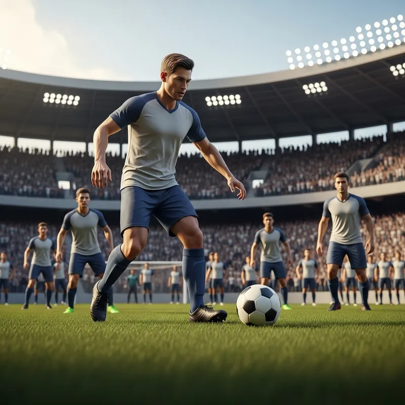 3D Soccer Player in Vibrant Stadium Scene 3D Soccer Player in Vibrant Stadium Scene