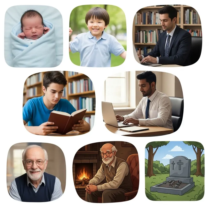 Cycle of Life Journey: Newborn to Old Age to the Grave