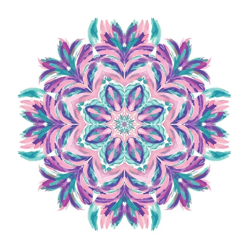 Intricate Mandala in Pastel Pink, Purple & Teal