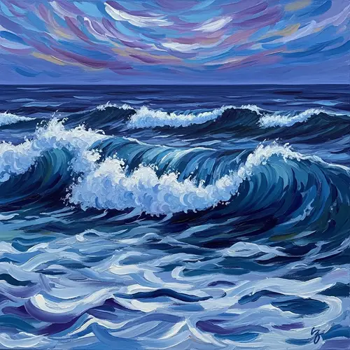 Impressionistic Ocean Waves Painting