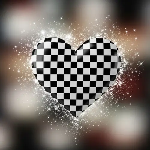 Checkerboard Heart with Sparkles - Unique and Enchanting Design
