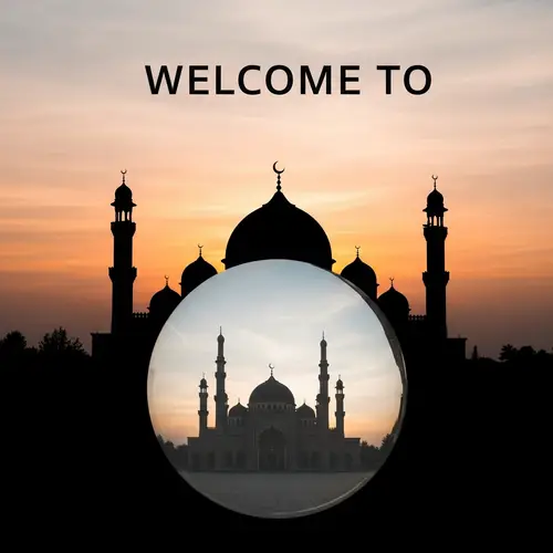 Tranquil Islamic Sunset Scene | Peaceful Mosque Silhouette