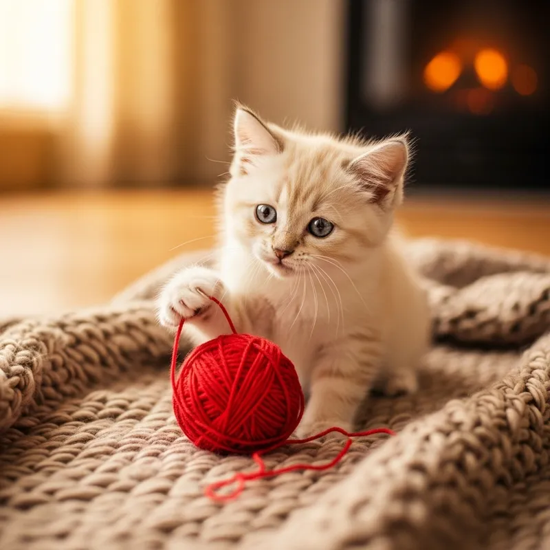 Adorable Baby Kitten Playing with Yarn | Cute Kitten