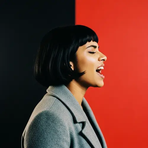 South Asian Girl Singing in Gray Coat | Punk Rock Aesthetic