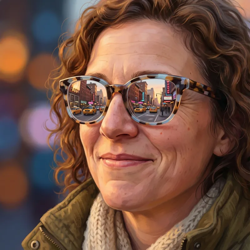 Stylish Headshot with Vibrant Urban Reflection Stylish Headshot with Vibrant Urban Reflection