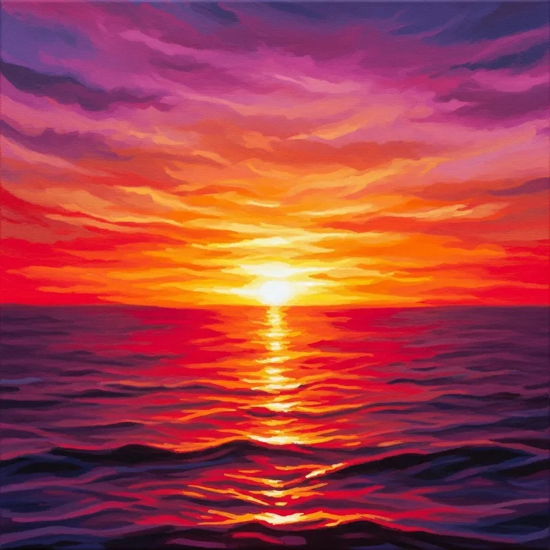 Abstract Sunset Art | Serene Nature Beauty Painting