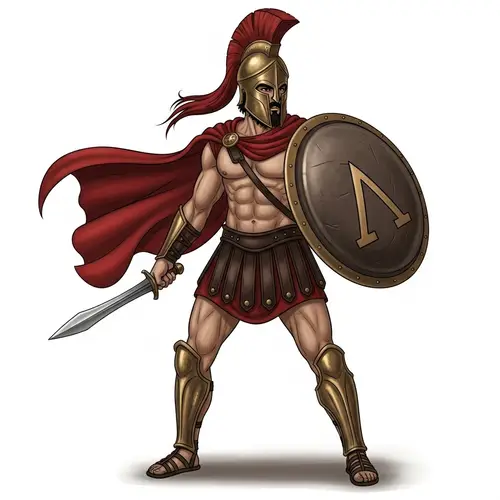 Spartan Warrior: Muscular Middle-Eastern Man in Full Regalia