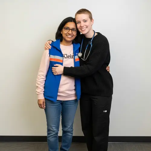 Female Doctor Images: Tutor with Dark Brown Hair & Resident with Light Brown Hair