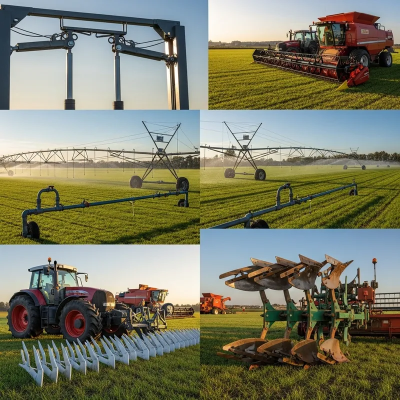 Farm Scene: Hydraulic Lifts, Irrigation Systems & Agricultural Machines