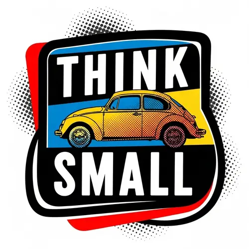 Vintage Volkswagen 'Think Small' Pop Art Inspired Art Piece