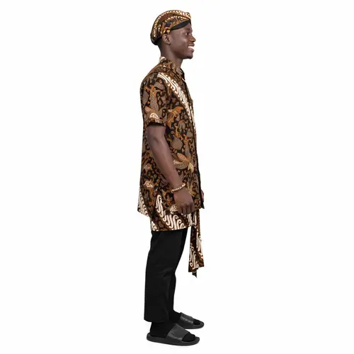 Hyper-Realistic Black Man in Javanese Traditional Clothes | HD Image