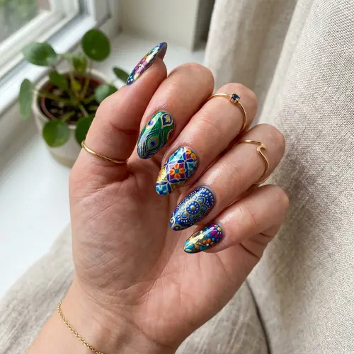 Vibrant Nail Art Designs with Intricate Patterns