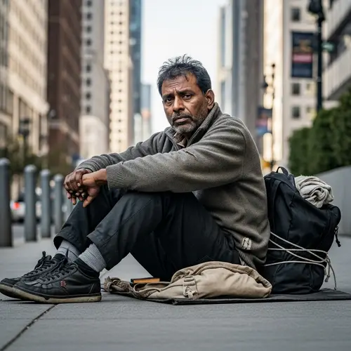 Homelessness: Portrait of a Struggling South Asian Man