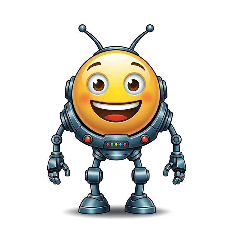 Vibrant Emoji Robot in Bold Yellow