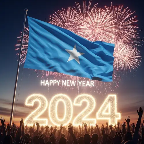 New Year 2024 Celebration with Somali Flag - Festive Scene
