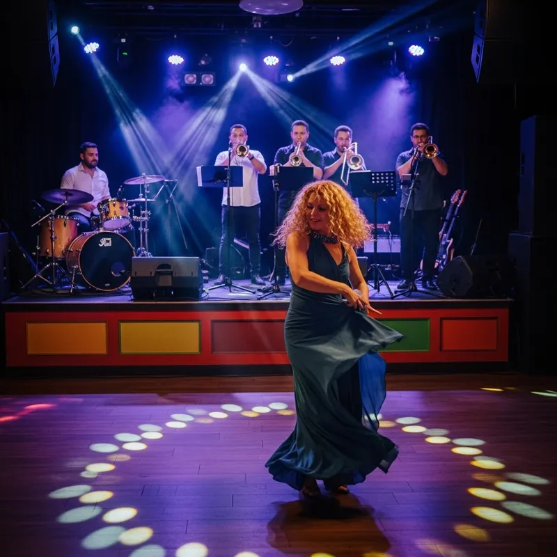 Salsa Dancing at Vibrant Nightclub with Live Band | Golden Blond Woman