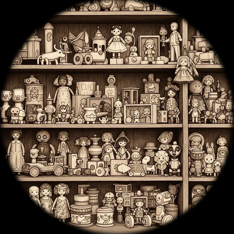 Vintage Toyshop from the 1920s - Capturing Nostalgia with Colorful Toys and Dolls