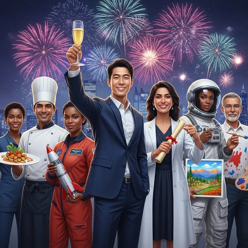 Inspiring New Year Success Image | Diverse Professionals Celebrating