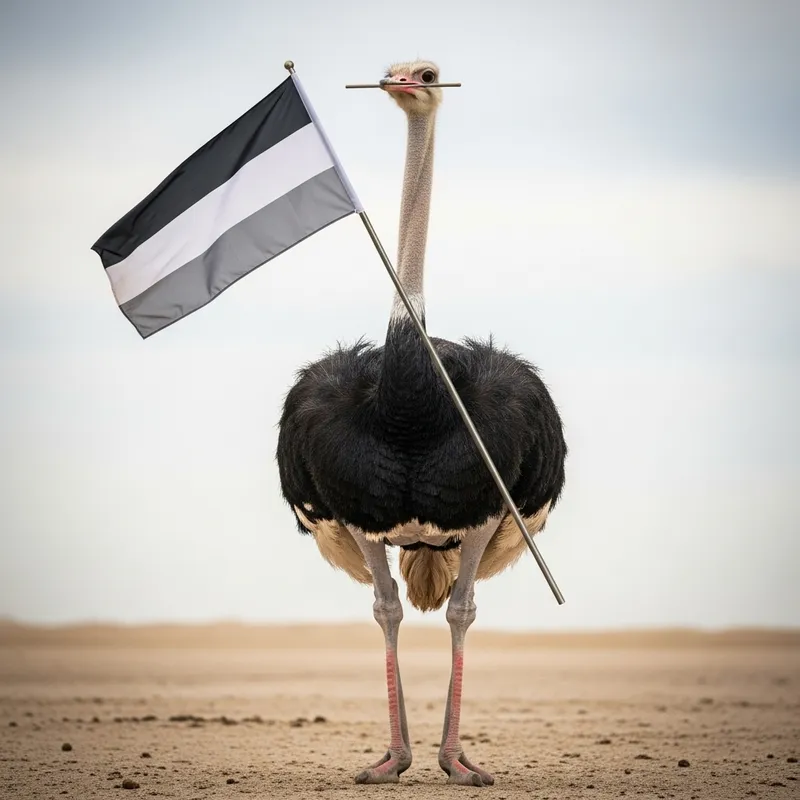 Straight Ostrich with Flag | Symbol of National Pride