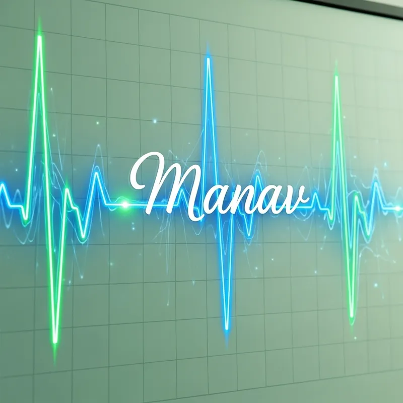 Heartbeat Art with the Name Manav