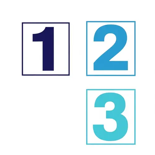 Blue Number Icons 1 to 3 Collection