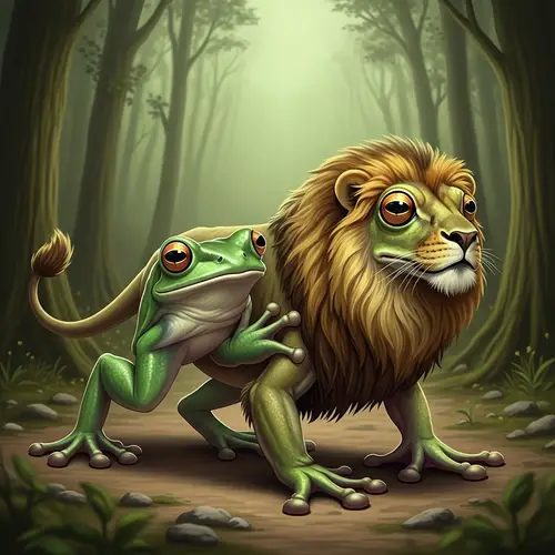 Frog Lion Hybrid - Majestic Creature with Whimsical Agility