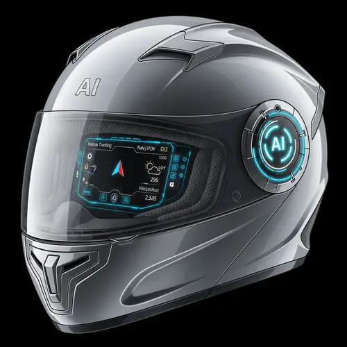Futuristic AI-Powered Motorcycle Helmet Design