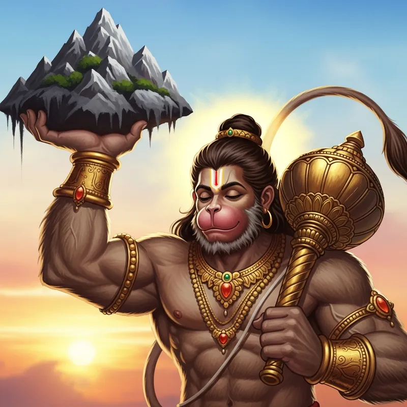 Flaying Hanuman Ji: Powerful Monkey God