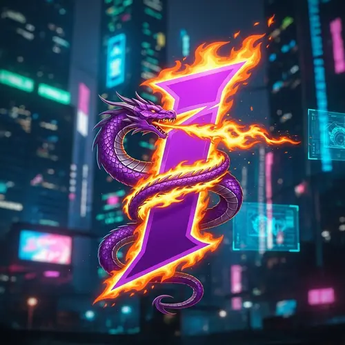 Urban Cyberpunk Purple I Logo Design | Flames & Dragon