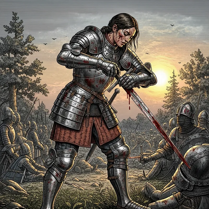 Battle-Weary Knight: Dark and Moody Historical Scene in Germania