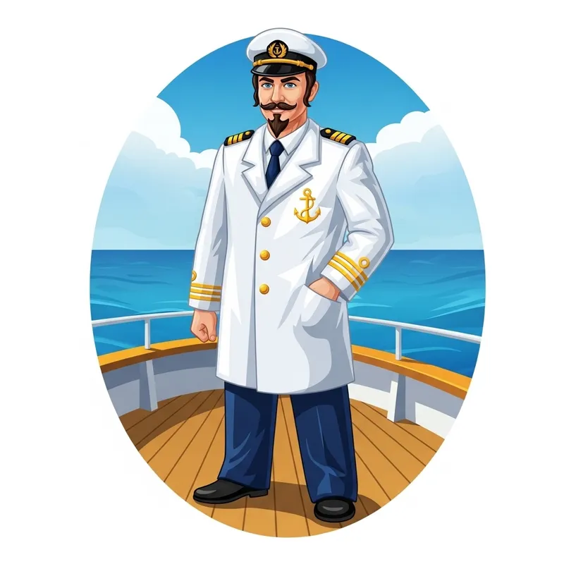 Jewish Bald Boat Captain Mascot - Strong and Confident Jewish Bald Boat Captain Mascot - Strong and Confident