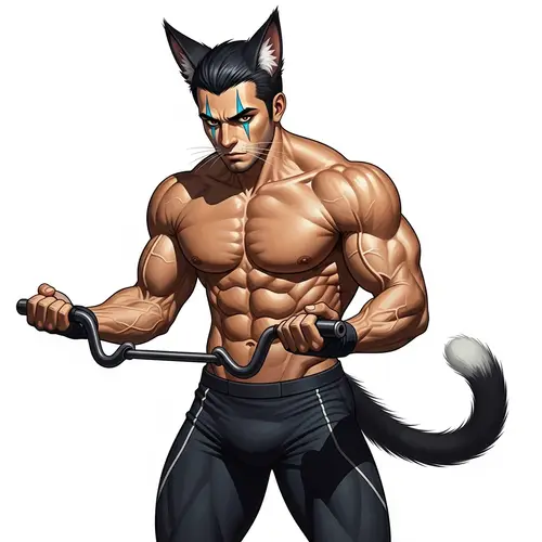 Muscle Man with Cat Features