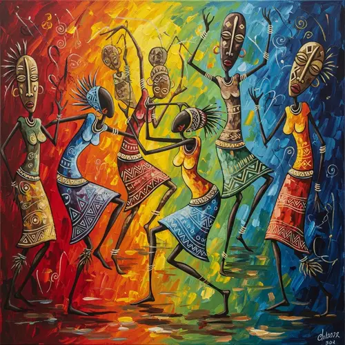 Vibrant African Tribal Dance Painting | Joyous Celebration Art