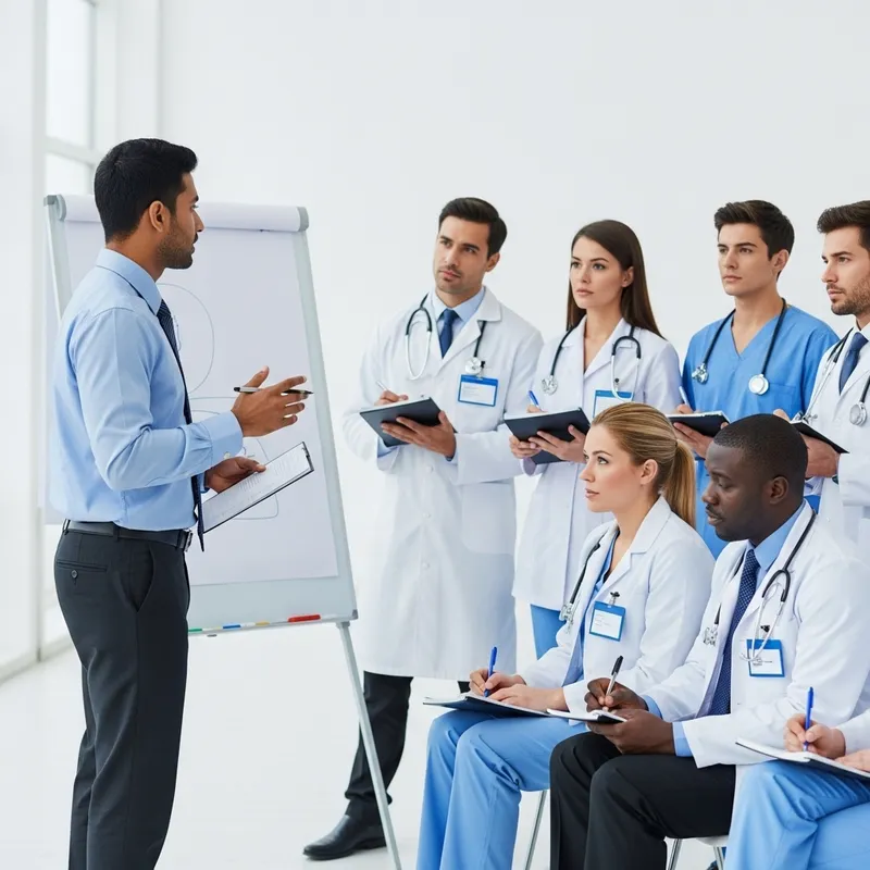 Professional Skill Trainer Leading Diverse Medical Training Session