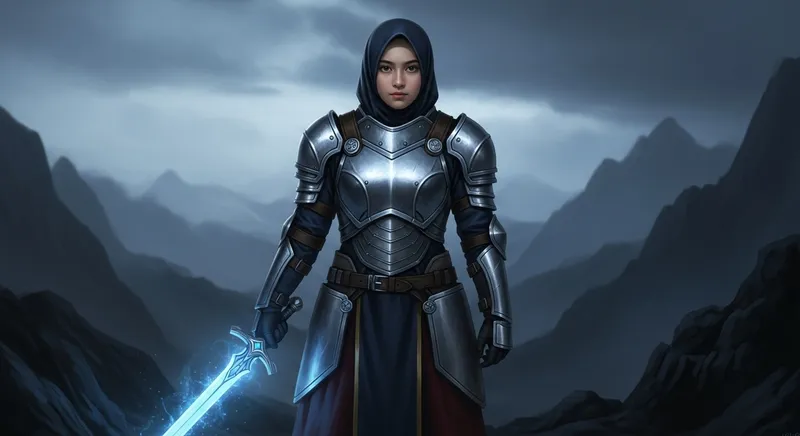 Brave Malay Teen Hijab Warrior at Creepy Mountain Brave Malay Teen Hijab Warrior at Creepy Mountain